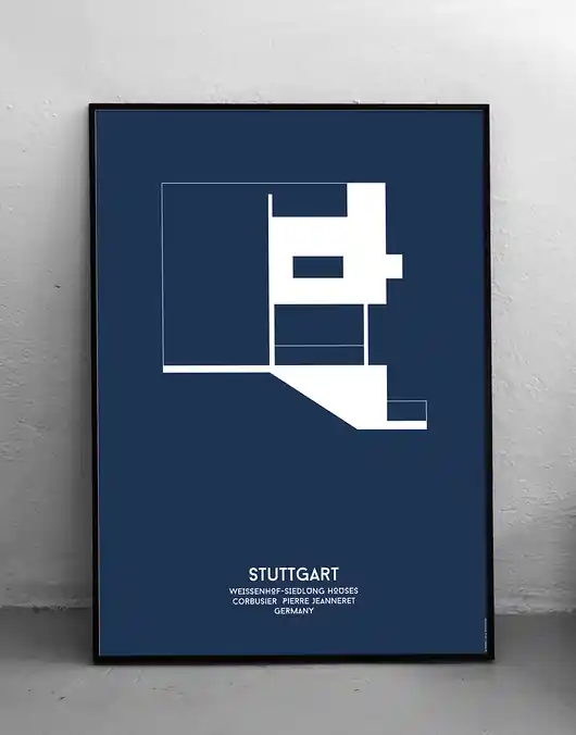 Budynek Le Corbusiera w Stuttgarcie - plakat 50x70 cm Dodaj do koszyka