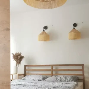 Obniżka ceny Lampa wisząca boho raffia, frędzle