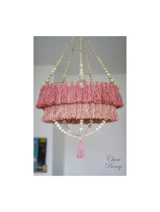 Boho Lampa Abażur z Chwostami-Katja Brudny róż Oferta czasowa