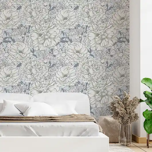 Ekspresowa dostawa Tapeta Piwonie. Blossom Lines.Blue