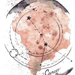 Bestseller CANCER Gwiazdozbiór Raka Znak Zodiaku Rak akwarela wydruk artystyczny