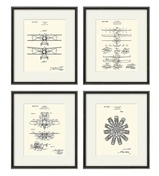 Kup online Rysunek patent samolot lotnictwo vintage prezent