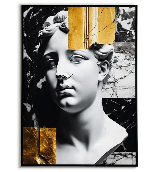 Oferta Plakat Grecki - Portret antycznego boga z elementami złota. Nowoczesny obraz