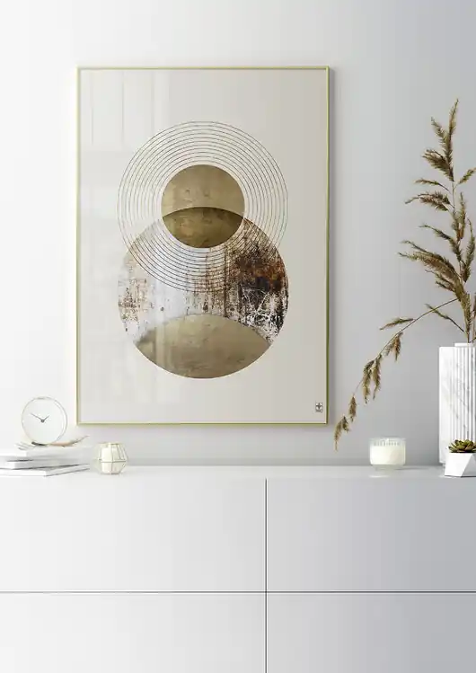 Wysoka jakość Plakat - geometryczna abstrakcja, brąz i złoto