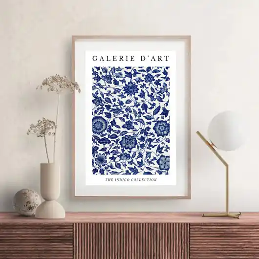 PLAKAT indygo , abstrakcja, kwiaty, granatowy Najlepsza cena