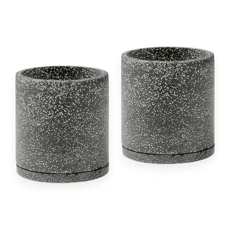 Ostatnia szansa Zestaw 2 ciemnoszarych doniczek Bonami Selection Terrazzo, ø 26 cm Bonami