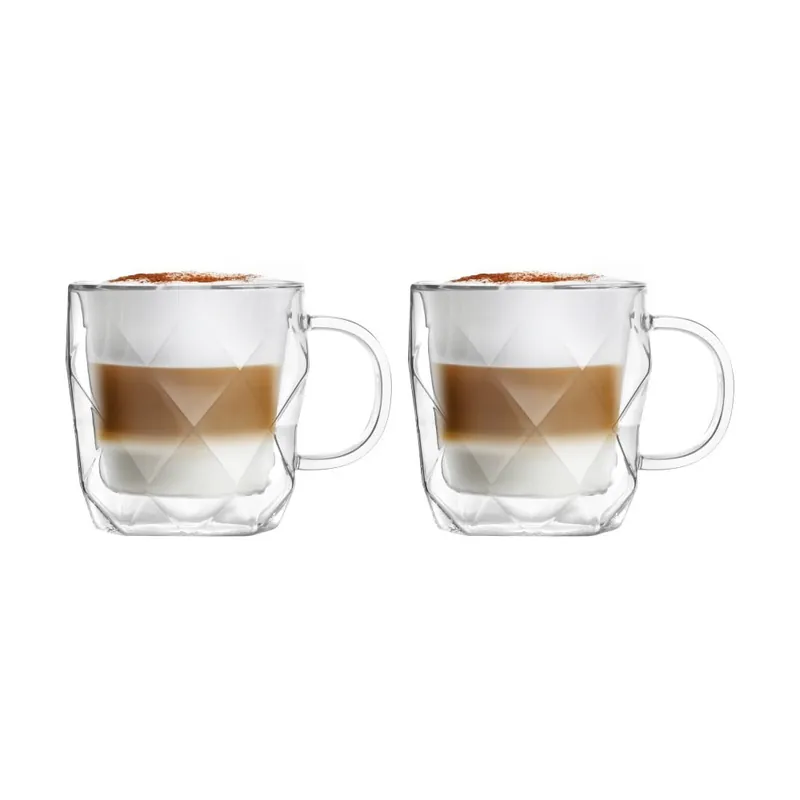 Darmowy zwrot Szklane kubki zestaw 2 szt. do cappuccino/z podwójną ścianką 330 ml Geo – Vialli Design Bonami