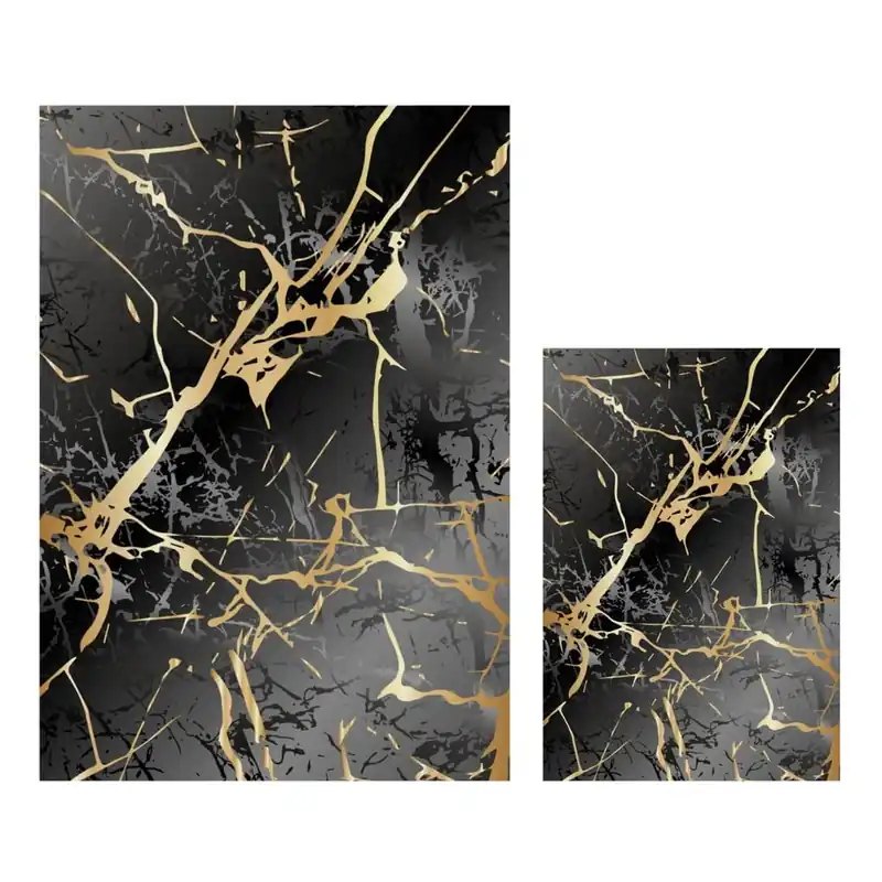 Łatwy zwrot Czarne/w kolorze złota dywaniki łazienkowe zestaw 2 szt. 60x100 cm Cracks – Mila Home Bonami