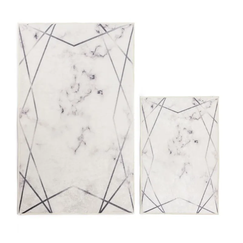 Rabat Białe/szare dywaniki łazienkowe zestaw 2 szt. 60x100 cm Geometric – Mila Home Bonami