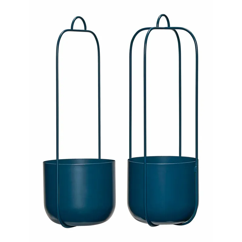 Oferta limitowana Niebieskie metalowe doniczki wiszące zestaw 2 szt. ø 16 cm Lotus – Hübsch Bonami
