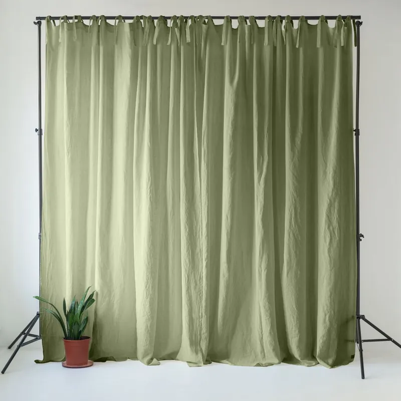 Szybka dostawa Jasnozielona lniana zasłona 140x250 cm Sage – Linen Tales Bonami
