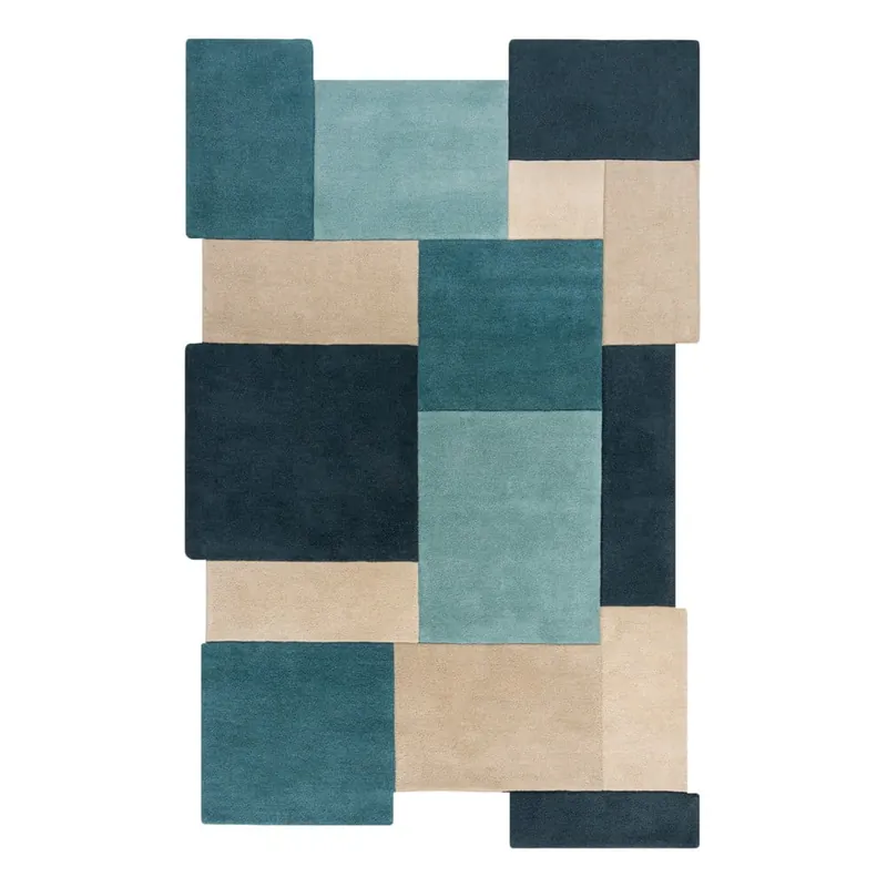 Bezpieczna płatność Niebieski/beżowy wełniany dywan 120x180 cm Abstract Collage – Flair Rugs Bonami