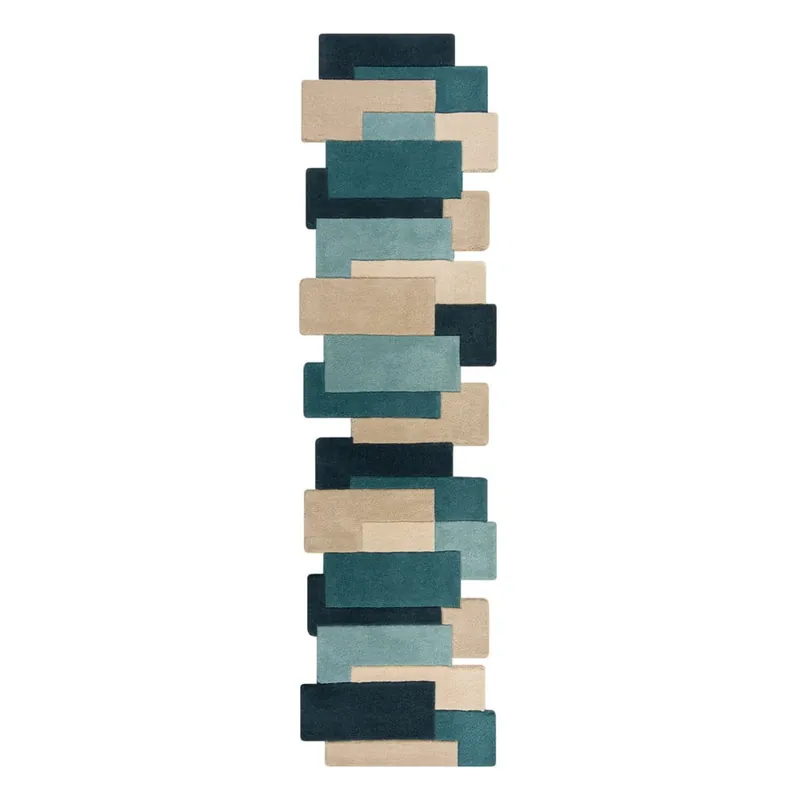 Szybka dostawa Niebieski/beżowy wełniany chodnik 60x230 cm Abstract Collage – Flair Rugs Bonami