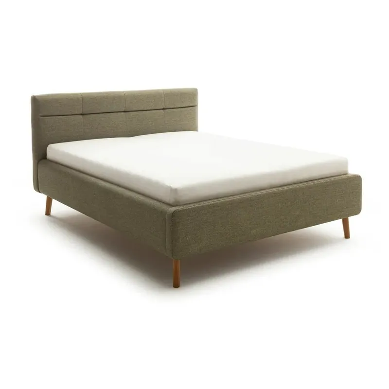 Dostępne od ręki Zielone tapicerowane łóżko dwuosobowe ze schowkiem ze stelażem 160x200 cm Lotte – Meise Möbel Bonami