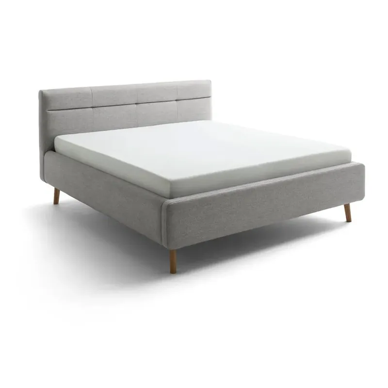 Szare tapicerowane łóżko dwuosobowe ze schowkiem ze stelażem 180x200 cm Lotte – Meise Möbel Bonami Bezpieczna płatność