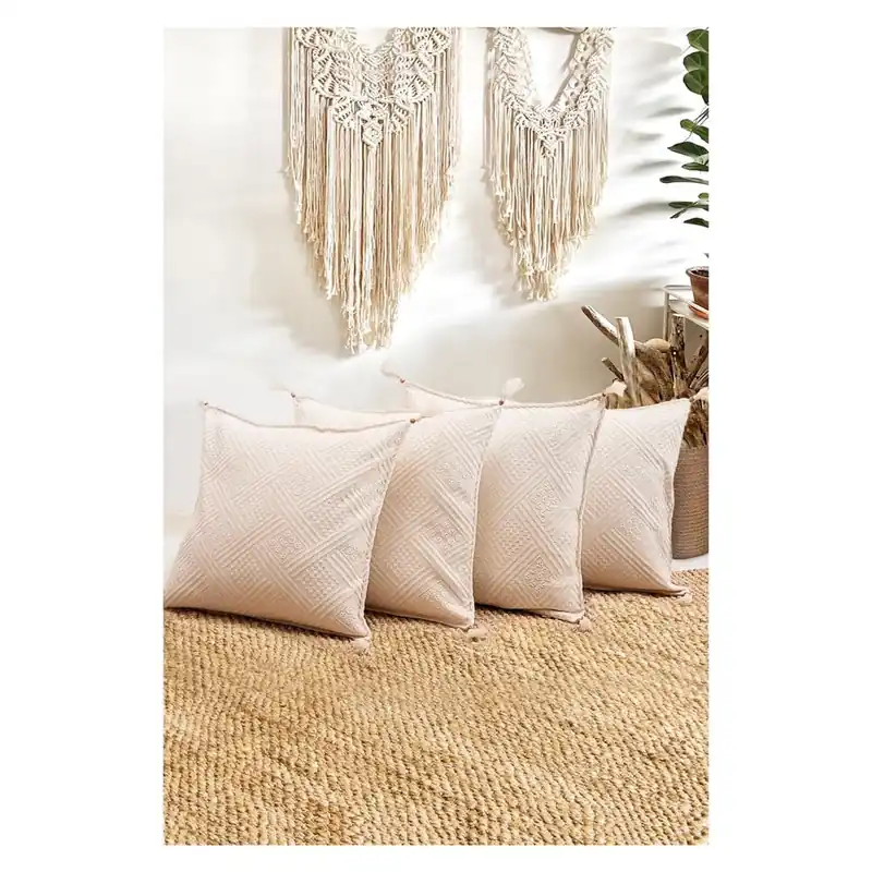 Poszewki na poduszki zestaw 4 szt. z bio bawełny 43x43 cm Natural – Mila Home Bonami Wyprzedaż