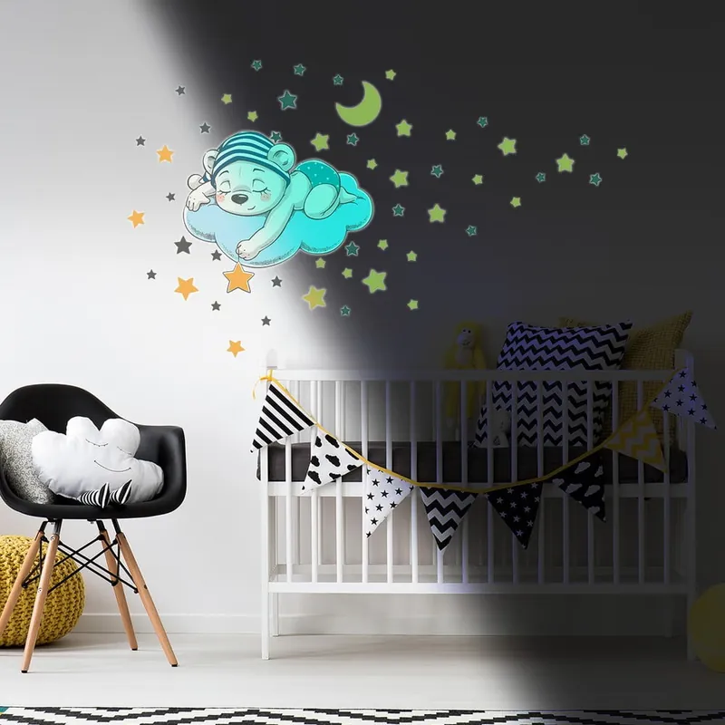 Wyjątkowa oferta Naklejka dziecięca na ścianę 35x30 cm Dreamy Bear – Ambiance Bonami