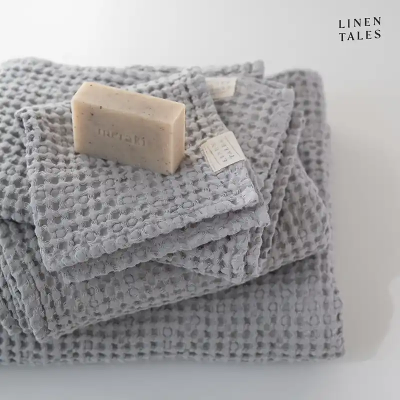 Jasnoszary ręcznik kąpielowy 100x140 cm Honeycomb – Linen Tales Bonami Popularny