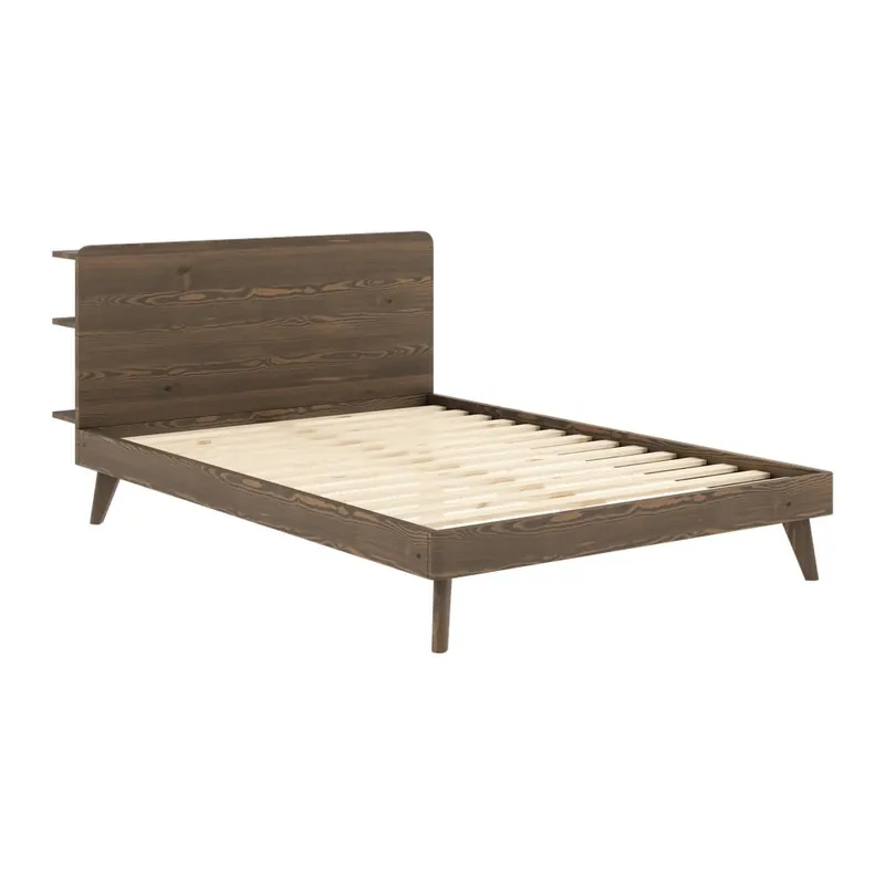 Ostatnie sztuki Brązowe łóżko dwuosobowe z drewna sosnowego ze stelażem 180x200 cm Retreat – Karup Design Bonami