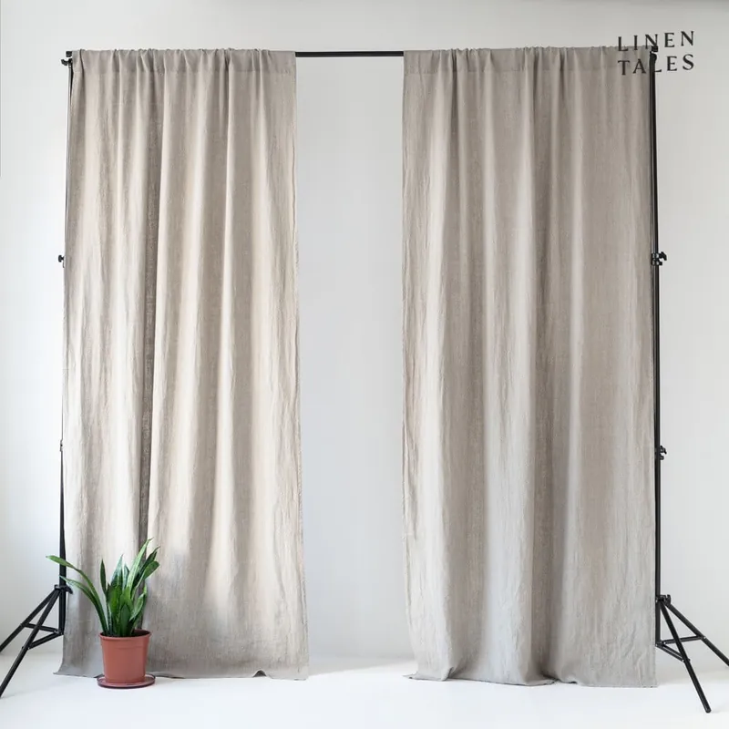 Nie przegap Beżowa zasłona 140x170 cm Night Time – Linen Tales Bonami
