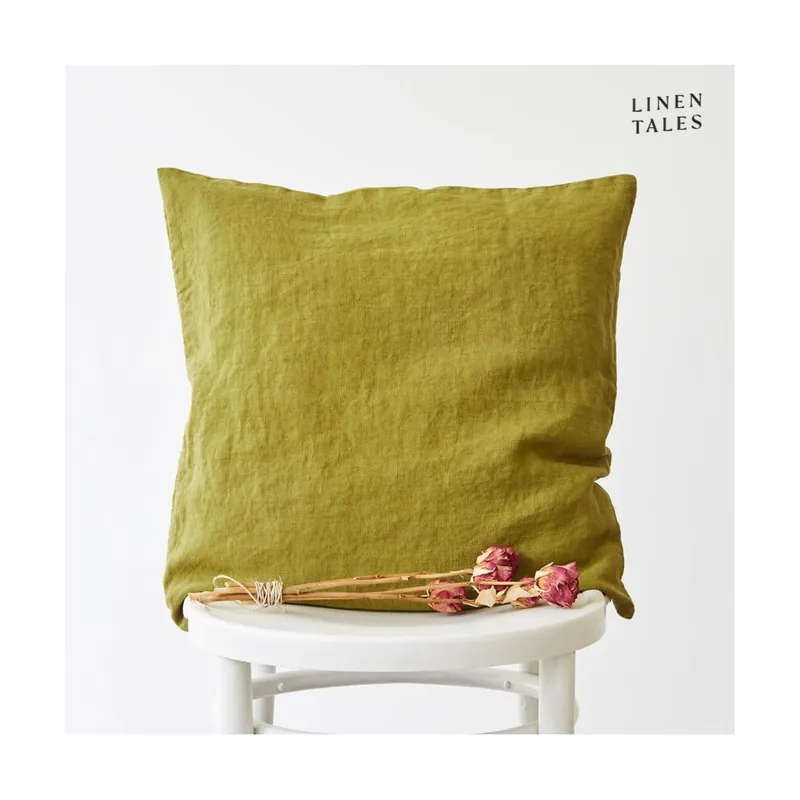 Taniej Lniana poszewka na poduszkę 45x45 cm Moss Green – Linen Tales Bonami