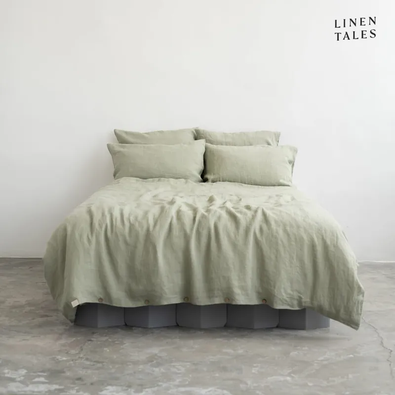 Jasnozielona lniana pościel dwuosobowa 200x220 cm – Linen Tales Bonami Super okazja