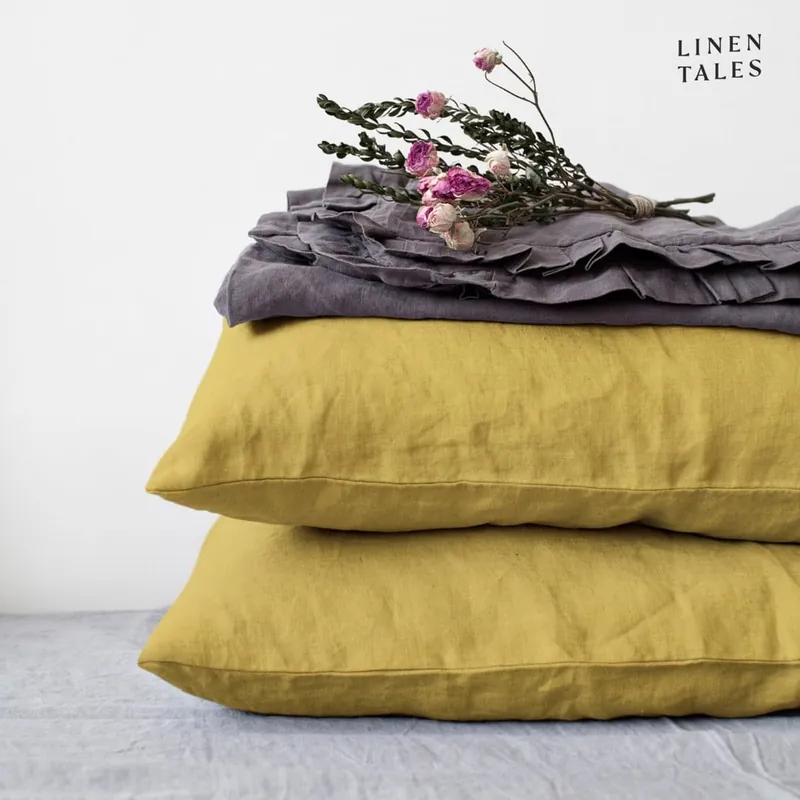 Zniżka Lniana poszewka na poduszkę 40x60 cm Lemon Curry – Linen Tales Bonami