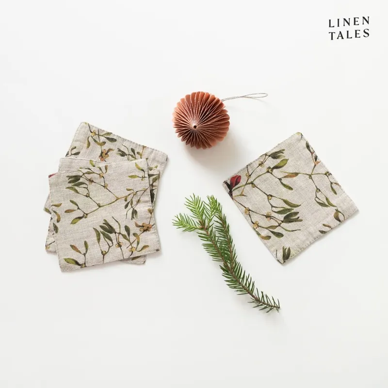 Tani Naturalne podkładki zestaw 4 szt. ze świątecznym motywem – Linen Tales Bonami