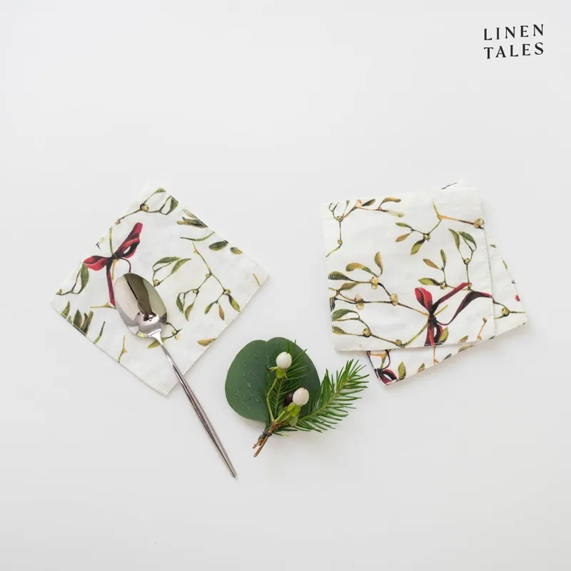Wybór klientów Białe podkładki zestaw 4 szt. ze świątecznym motywem – Linen Tales Bonami