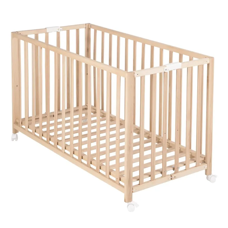Naturalne łóżeczko na kółkach 60x120 cm Fold up – Roba Bonami Tylko dziś