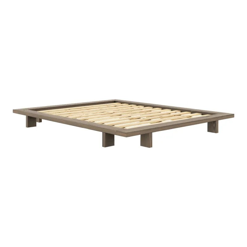 Brązowe łóżko dwuosobowe z litego drewna sosnowego ze stelażem 160x200 cm Japan – Karup Design Bonami Zamów teraz