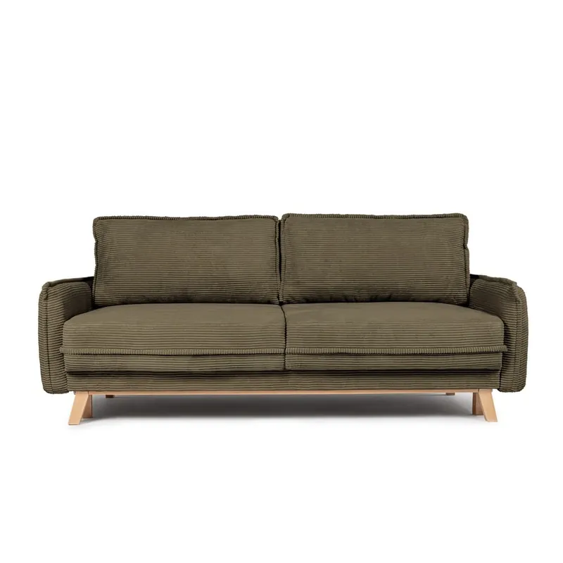 Nowość Zielona sztruksowa rozkładana sofa 218 cm Tori – Bonami Selection Bonami