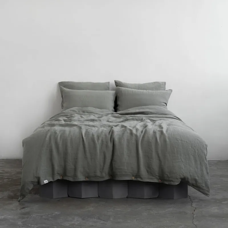 Lniana pościel dwuosobowa w kolorze khaki 200x220 cm – Linen Tales Bonami Tani