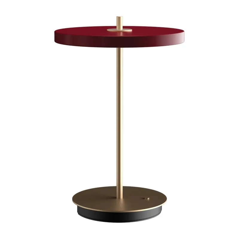 Bezpieczne zakupy Czerwona lampa stołowa LED ze ściemniaczem i metalowym kloszem (wysokość 31 cm) Asteria Move – UMAGE Bonami
