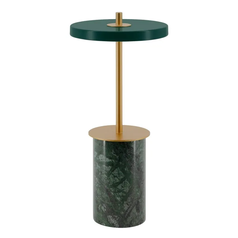 Tylko dziś Zielona marmurowa lampa stołowa LED ze ściemniaczem i metalowym kloszem (wysokość 25,5 cm) Asteria Move Mini – UMAGE Bonami