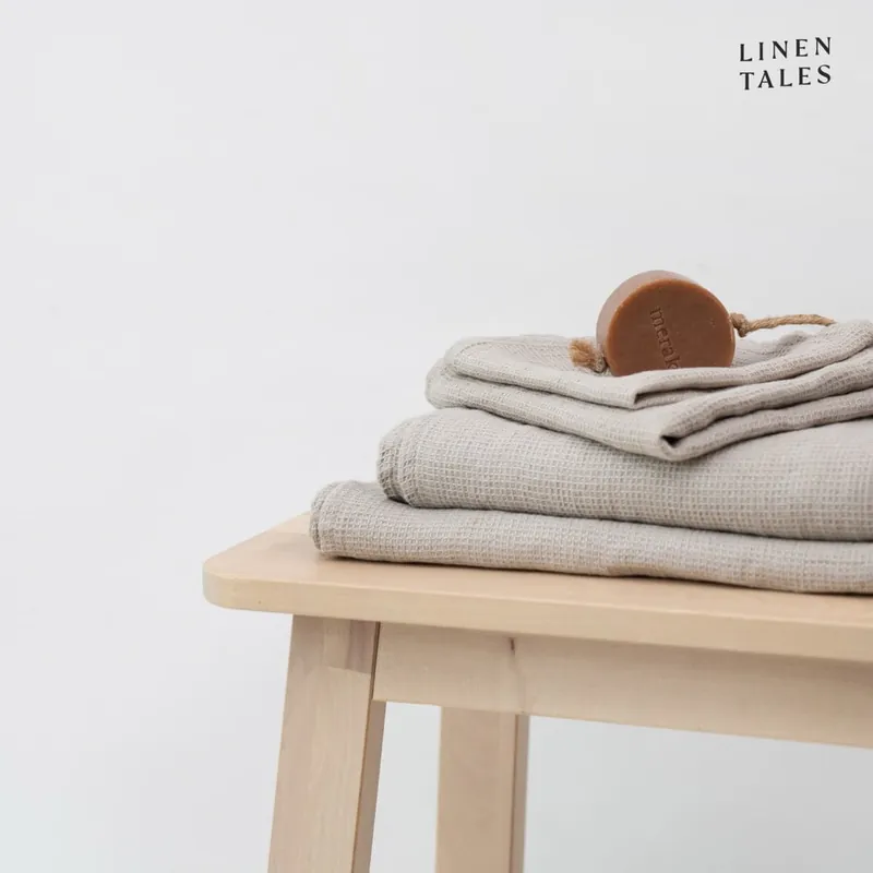 Lniany kąpielowy ręcznik waflowy 75x125 cm Natural Fine Waffle – Linen Tales Bonami Popularny