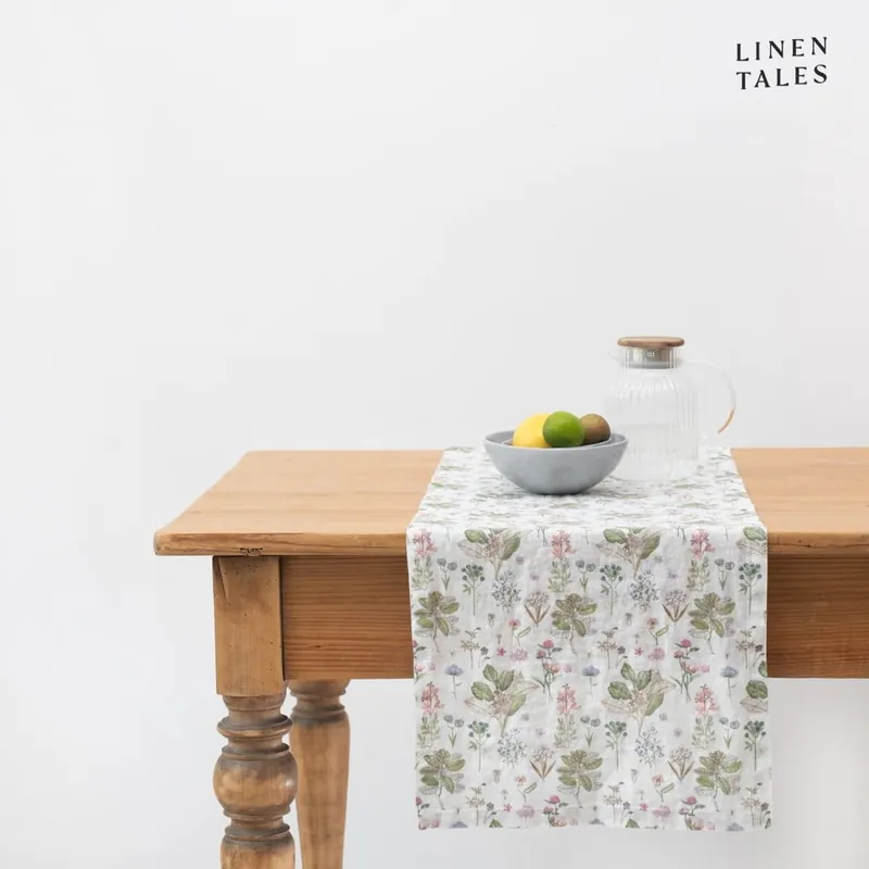 Lniany bieżnik 40x200 cm White Botany – Linen Tales Bonami Tani