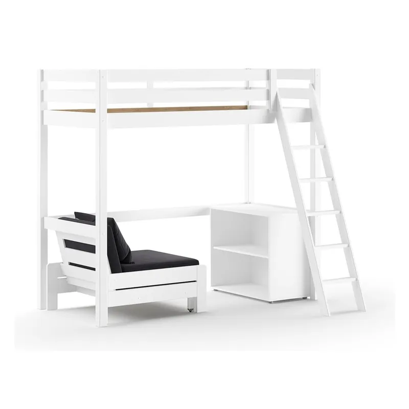 Białe podwyższone łóżko dziecięce z litego drewna sosnowego ze schowkiem 90x200 cm PINO – Vipack Bonami Ekspresowa dostawa
