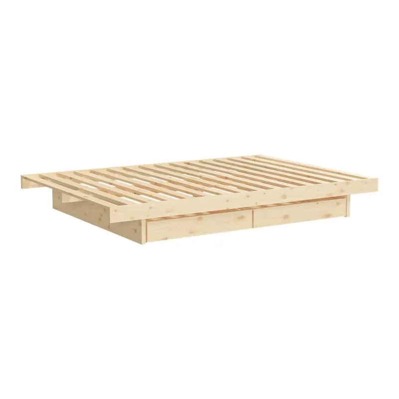 Naturalne łóżko z litego drewna sosnowego ze schowkiem i stelażem 120x200 cm Kanso – Karup Design Bonami Wysoka jakość
