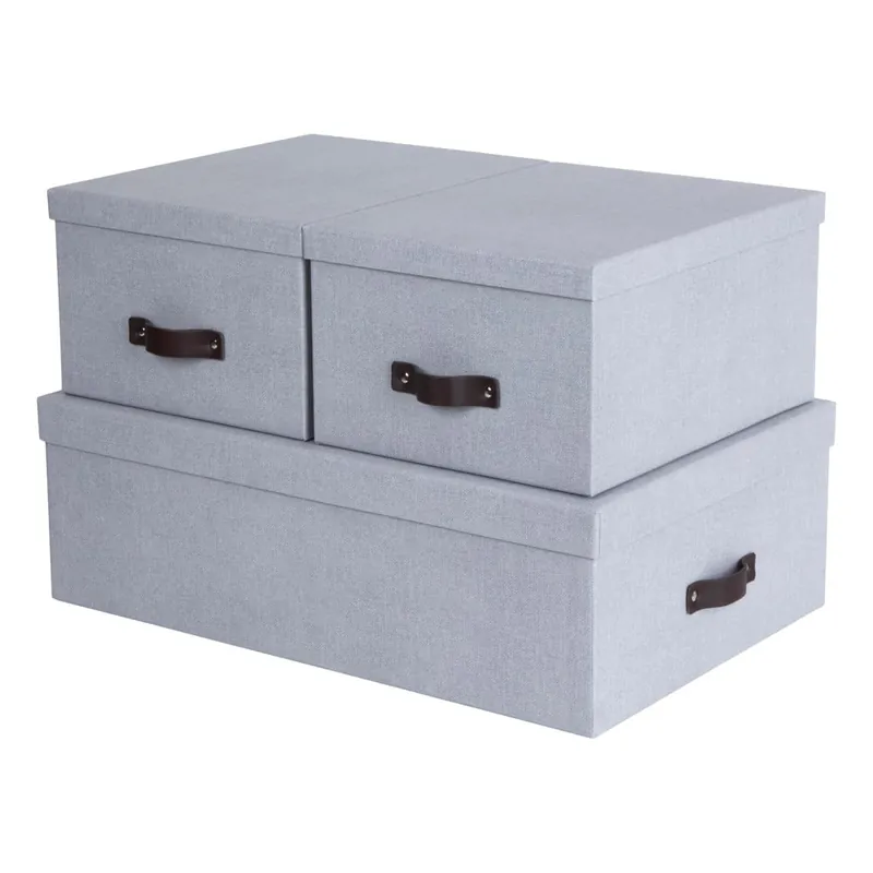 Bestseller Jasnoszare kartonowe pojemniki z pokrywką zestaw 3 szt. 31x47x15 cm Inge – Bigso Box of Sweden Bonami