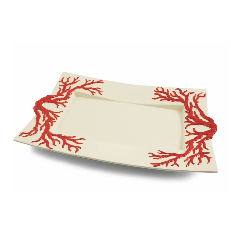 Bezpieczna płatność Prostokątny talerz Corallo Rosso, 45x30 cm Bonami
