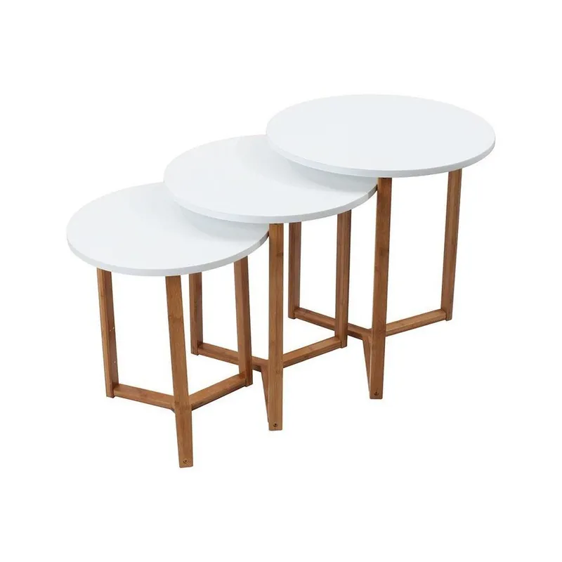 Zestaw 3 stolików kawowych White Bamboo Bonami Ekspresowa dostawa