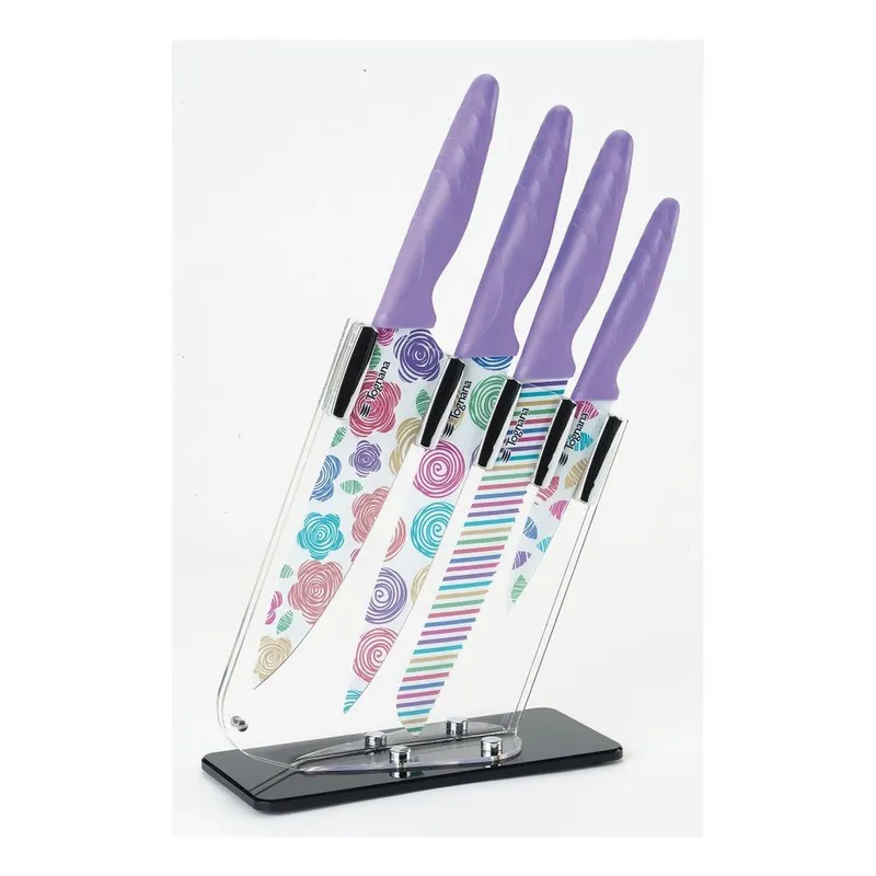 Zestaw noży ze stojakiem Purple Block, 4 sztuki Bonami Oferta czasowa