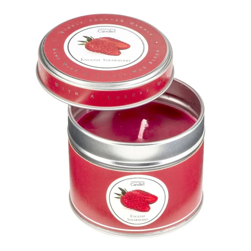 Najlepsza cena Świeczka zapachowa w puszcze o zapachu truskawek Copenhagen Candles English, czas palenia 32 godz. Bonami