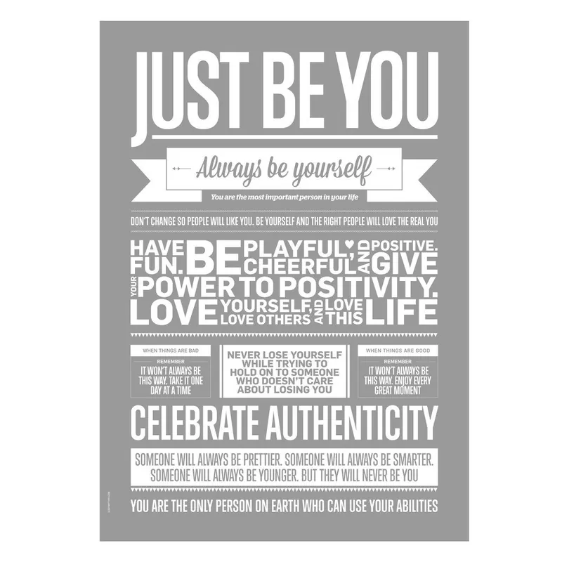 Dostępne od ręki Plakat autorski Just Be You Grey, 50x70 cm Bonami