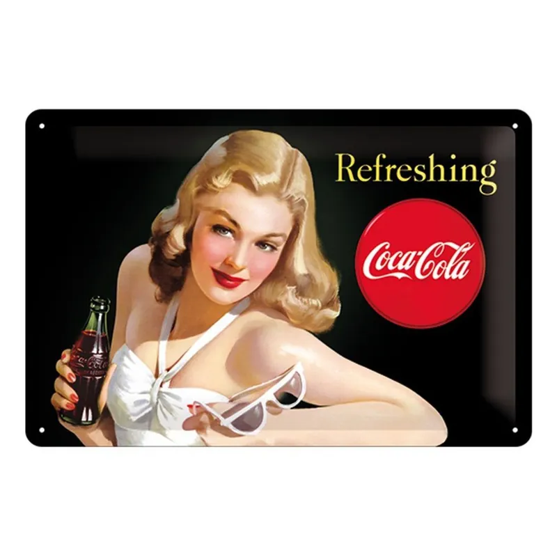 Niska cena Blaszana tabliczka Woman And Coke, 20x30cm Bonami