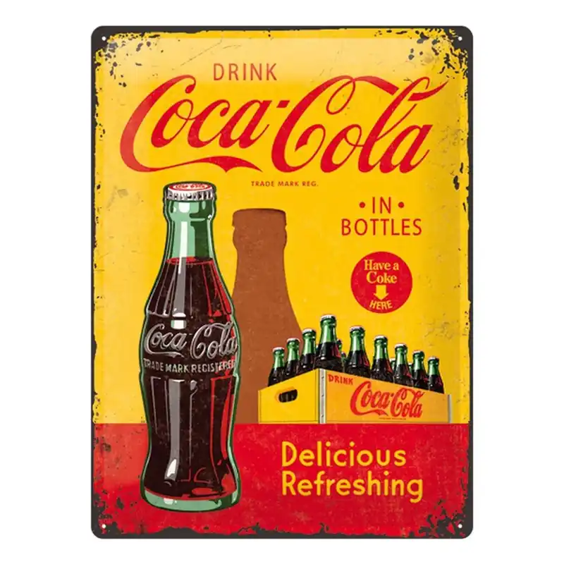 Tabliczka blaszana Yellow Drink Coca Cola, 30x40cm Bonami Szybka dostawa