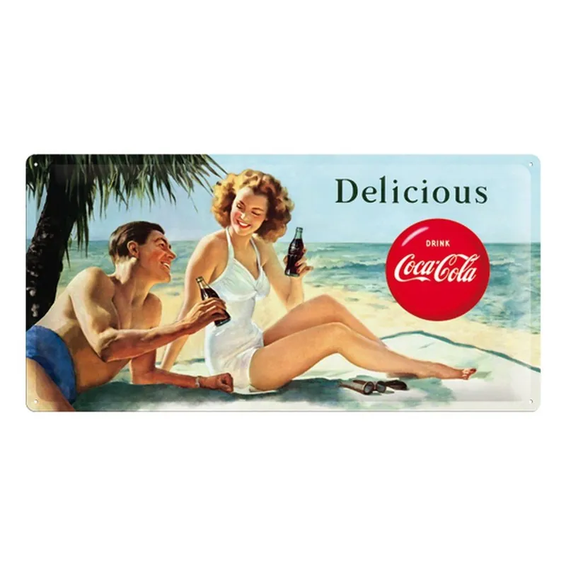 Blaszana tabliczka Coca Cola Beach, 25x50 cm Bonami Nowość