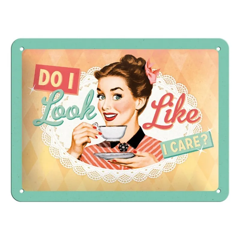 Niska cena Blaszana tabliczka Do I Look Like I Care, 15x20 cm Bonami