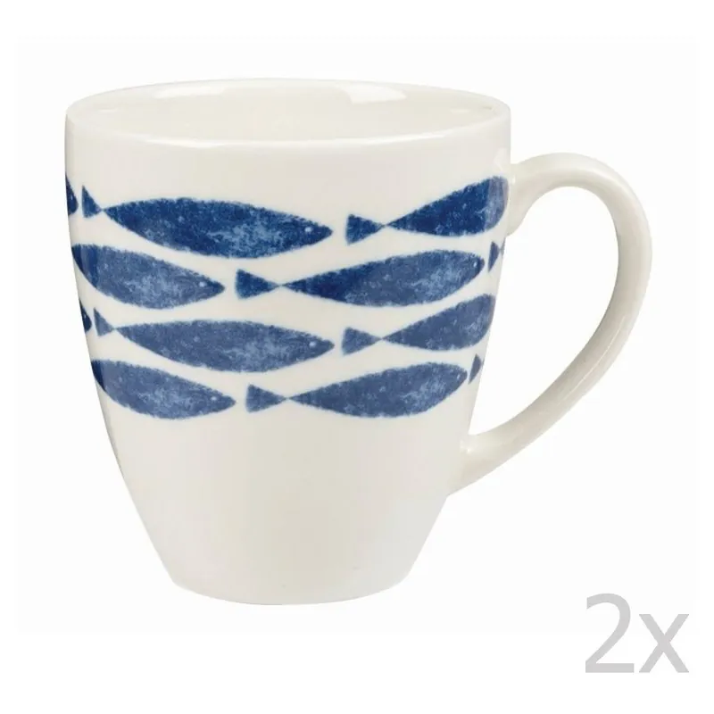 Promocja Komplet 2 kamionkowych kubków Churchill China Fishie Horizontal, 500 ml Bonami